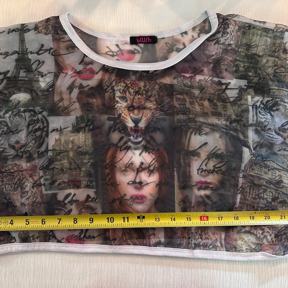 Blush White and Gray‎ Cropped Graphic Top - Picture 5 of 5